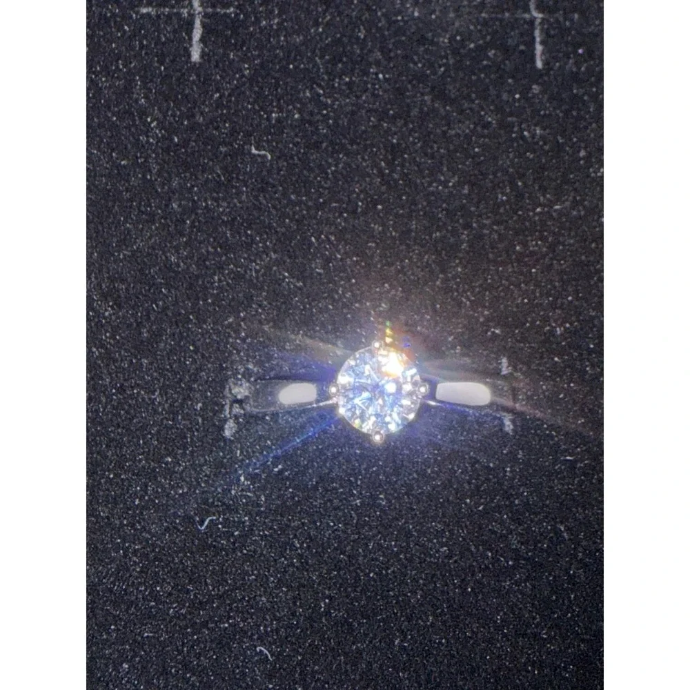 Genuine .8CT Moissanite Solitaire Ring S925 Sterling Silver Size 9.5